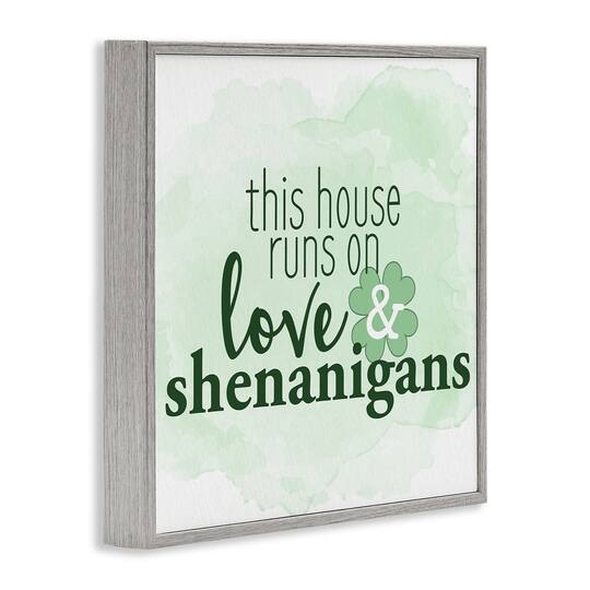 Stupell Industries Love & Shenanigans Family Shamrock Phrase Framed Giclee Art